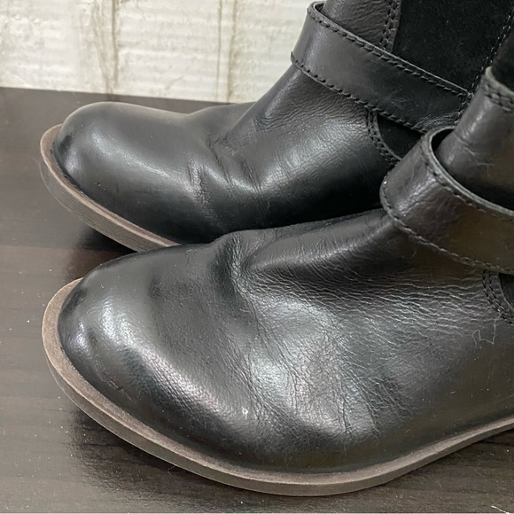 LUCKY BRAND Black Leather Double Buckle Moto Ankle Boots Size 7.5 - Picture 5 of 12